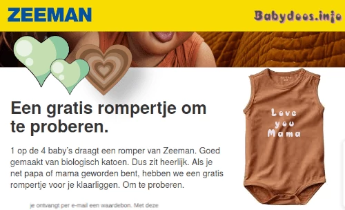 Zeeman gratis romper babycadeau
